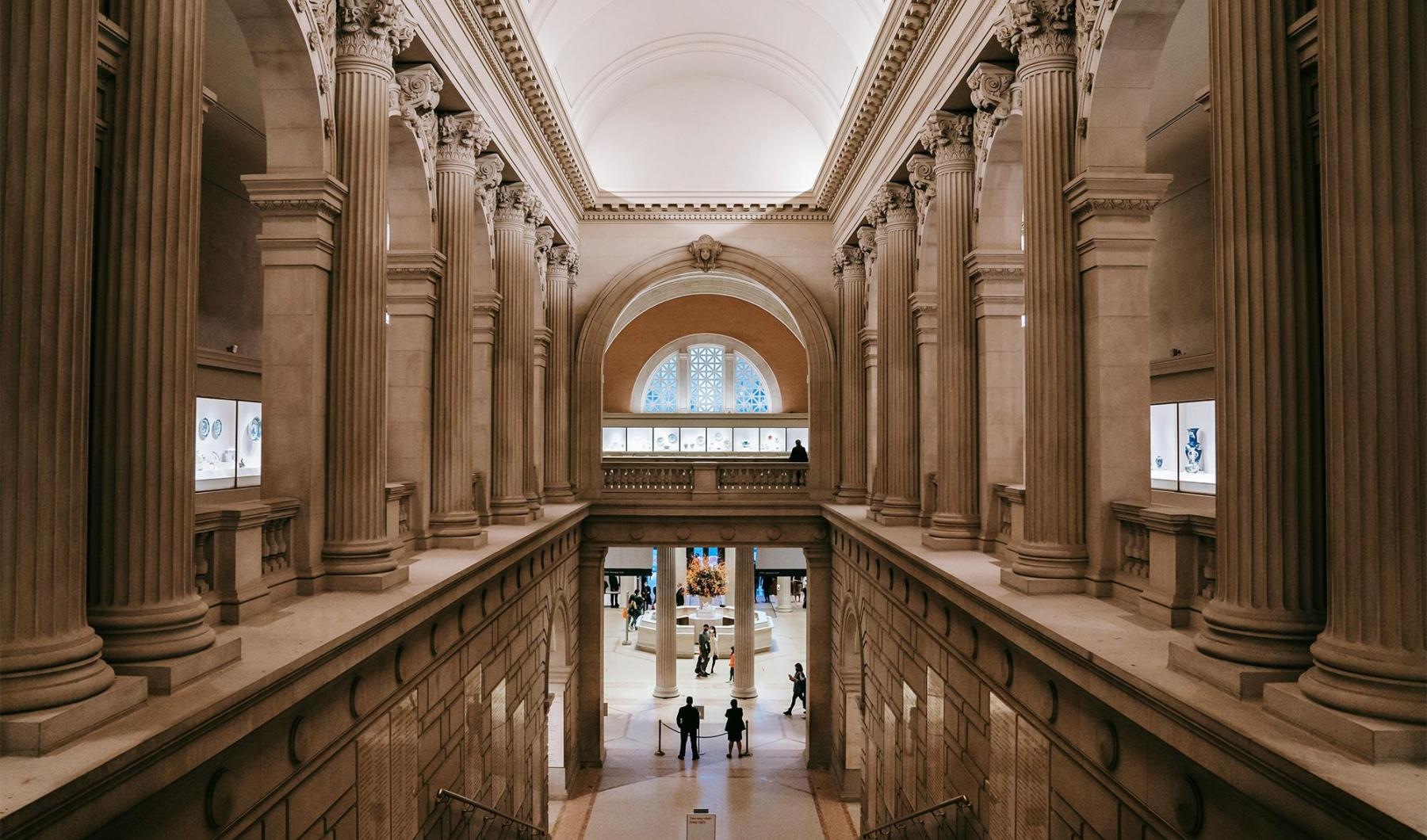 a large museum with many columns